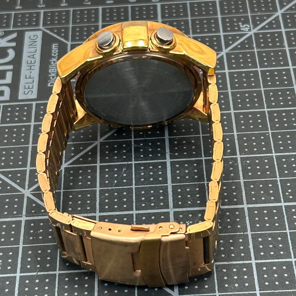 Sky Marine Digital‎ Watch Gold Tone Stainless Steel Tested Working